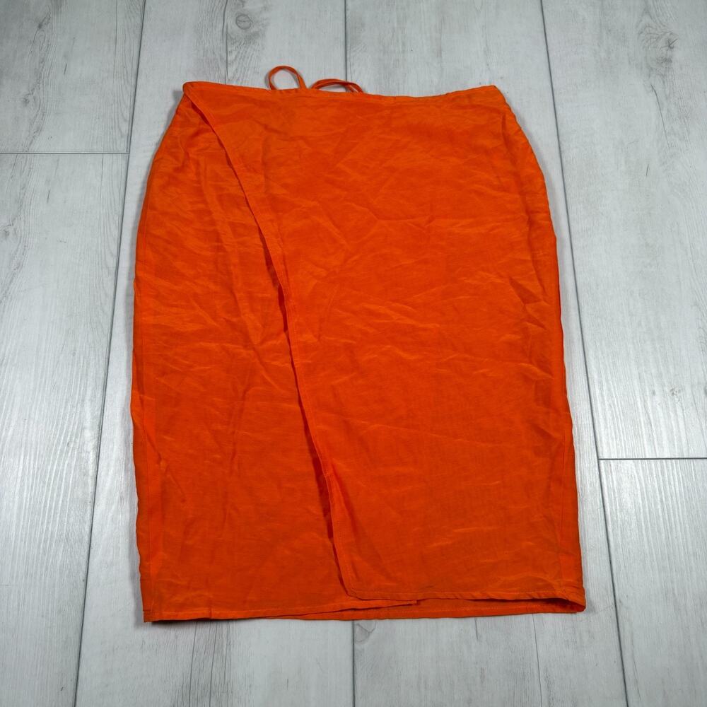 Ziah Orange Wrap Skirt Midi Beach Travel Women's XS